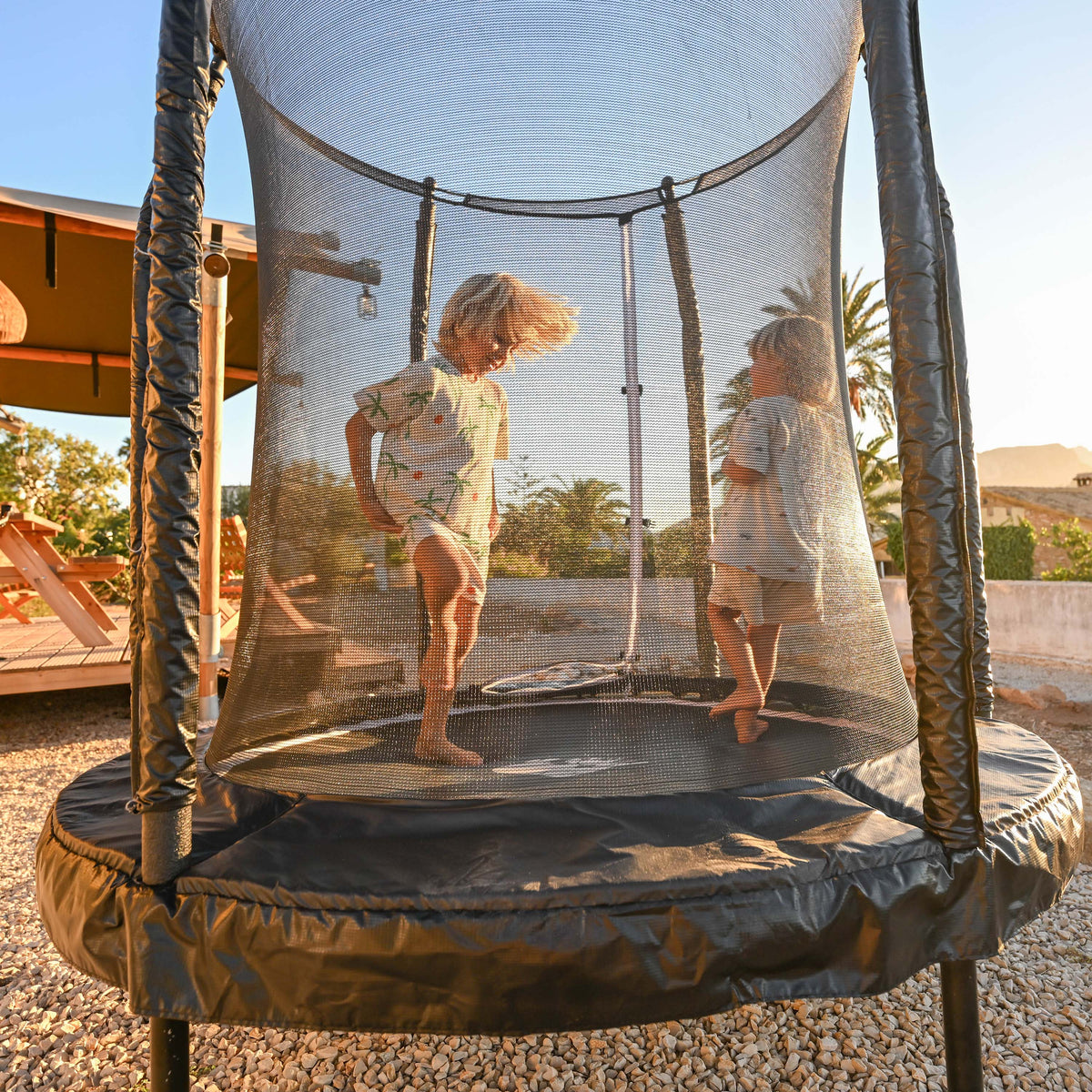 Kindertrampoline 183 cm met Veiligheidsnet en Ladder - Zwart