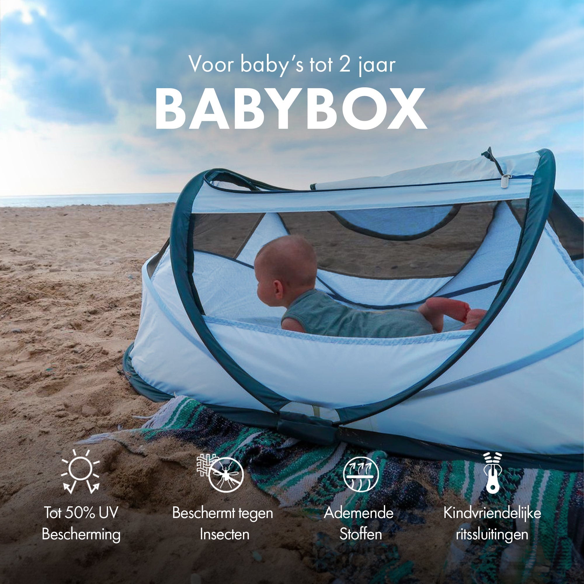 BabyBox baby tentje Campingbedje + katoenen dekje - Sky Blue
