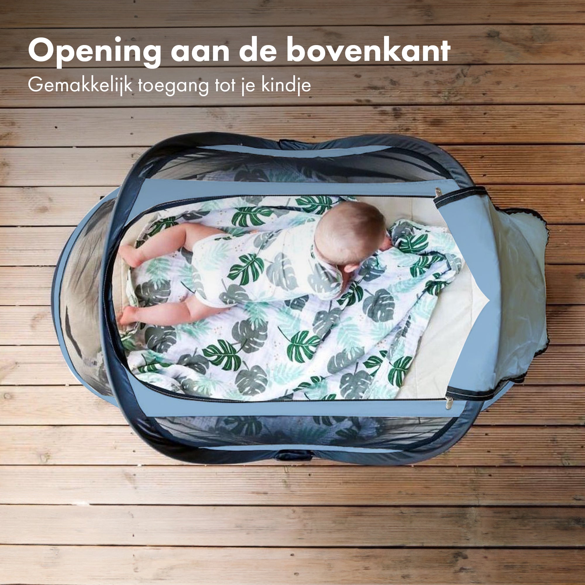 BabyBox baby tentje Campingbedje + katoenen dekje - Sky Blue