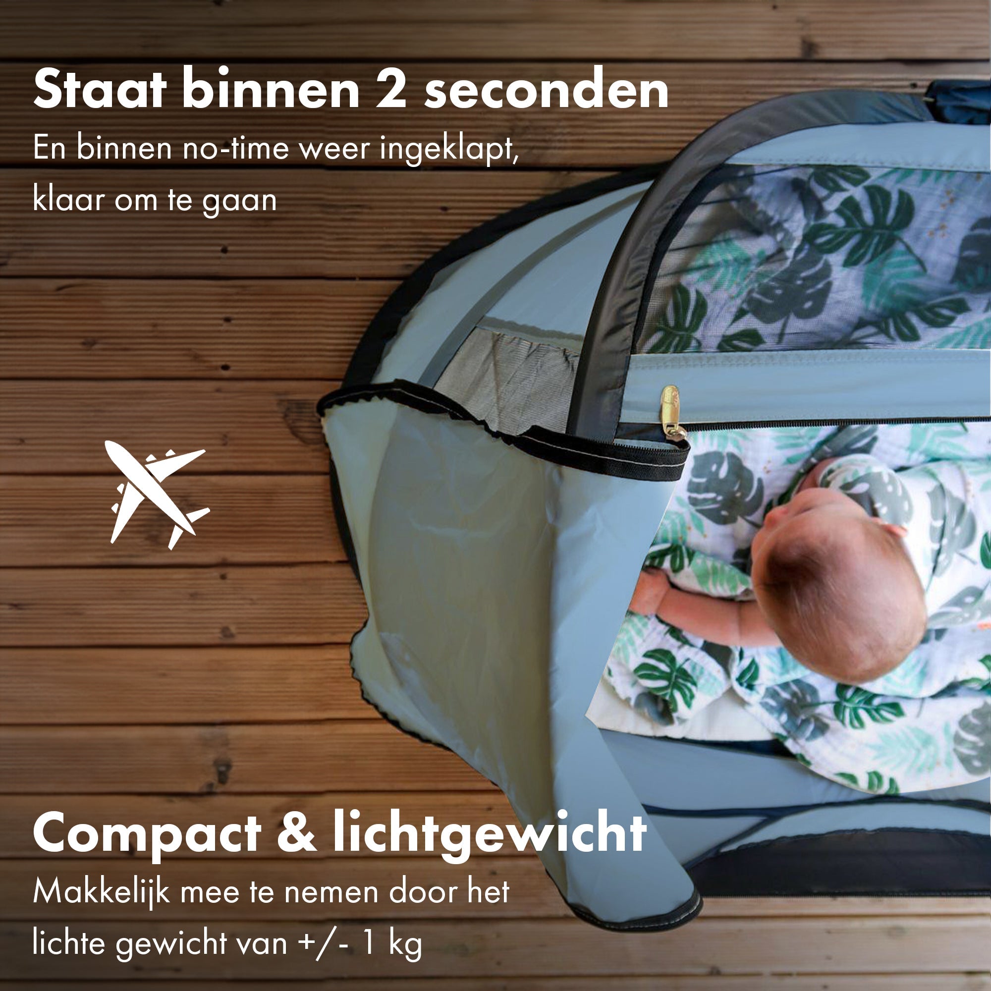 BabyBox baby tentje Campingbedje + katoenen dekje - Sky Blue