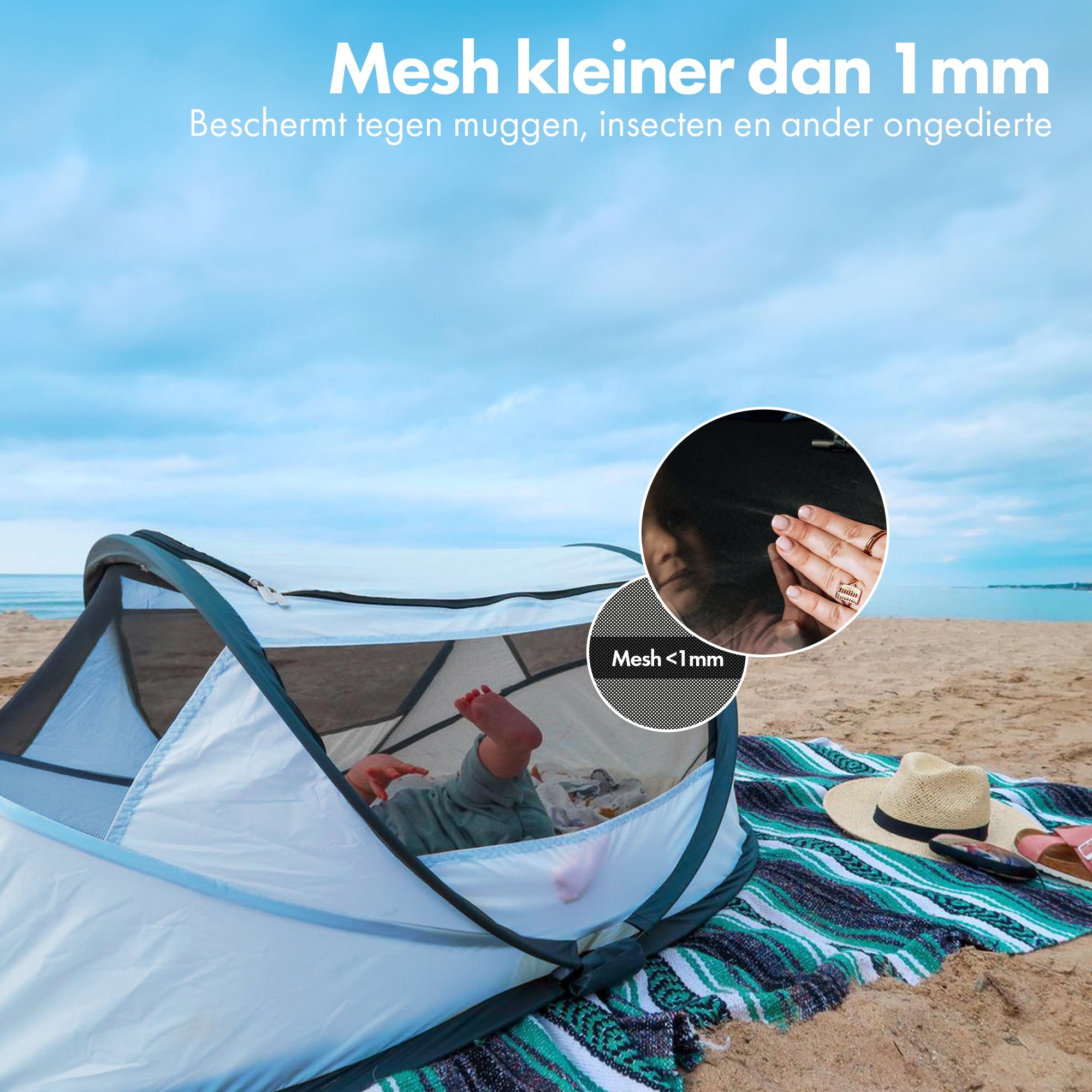 BabyBox baby tentje Campingbedje + katoenen dekje - Sky Blue