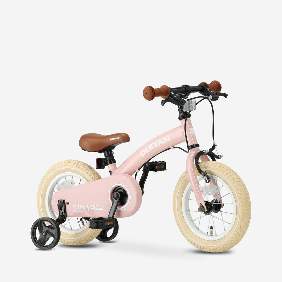 Luxe Kinderfiets 12 inch - 3 in 1 - loopfiets Roze