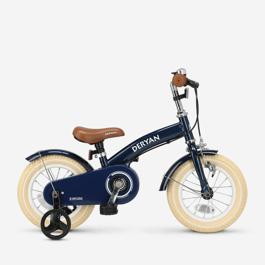 Luxe Kinderfiets 12 inch - 3 in 1 - loopfiets Blauw