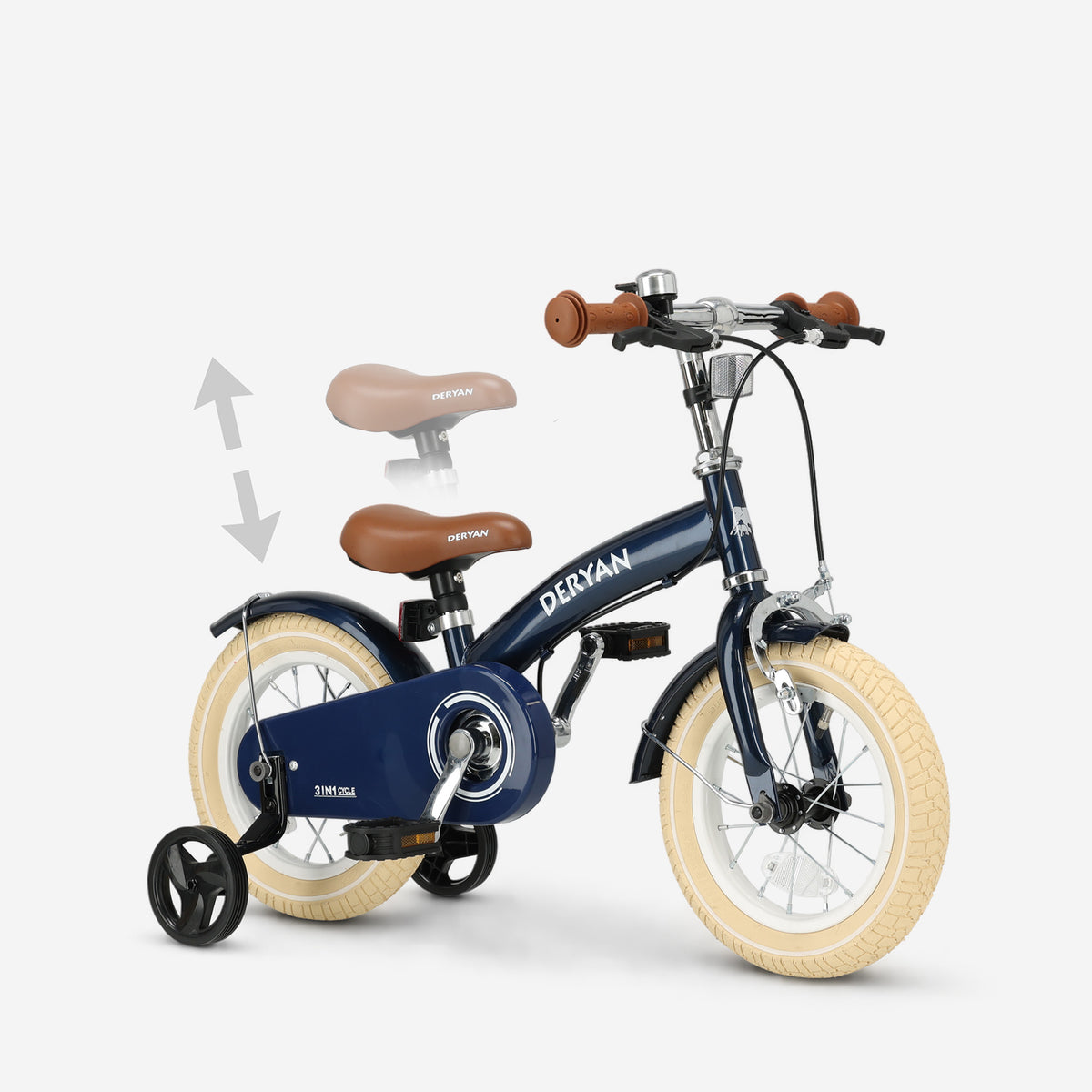 Luxe Kinderfiets 12 inch - 3 in 1 - loopfiets Blauw