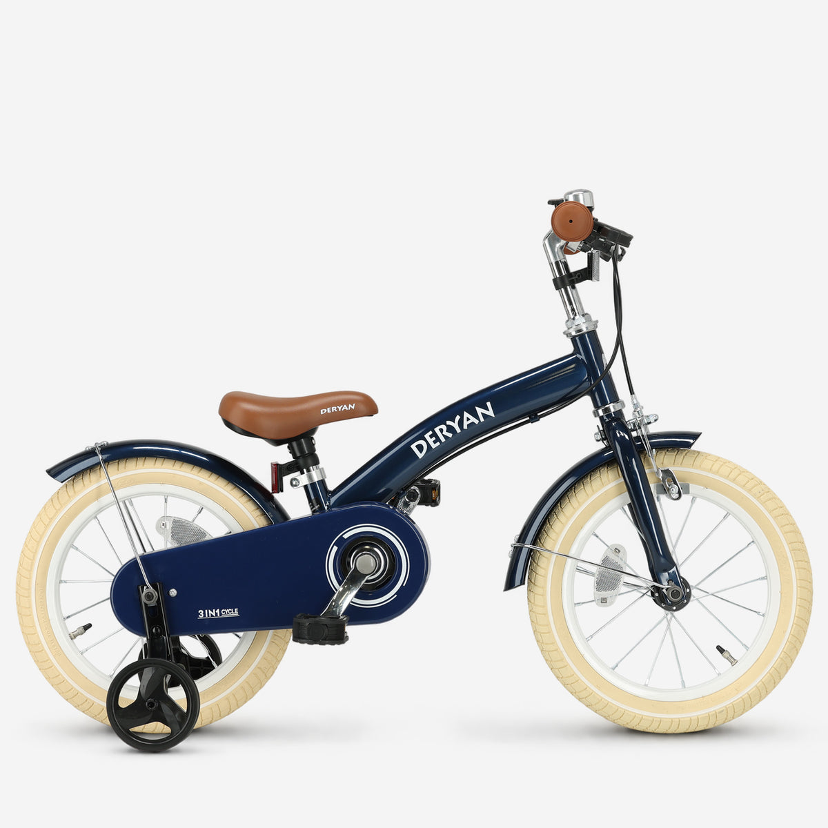 Luxe Kinderfiets 14 inch - 3 in 1 - loopfiets Blauw