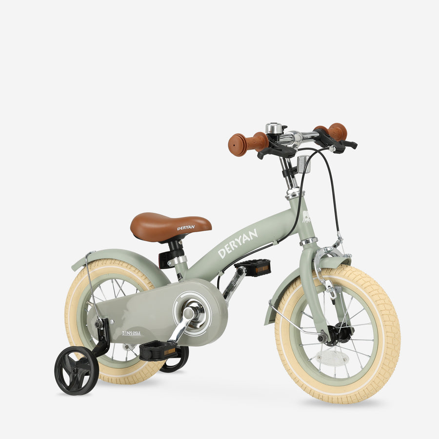 Luxe Kinderfiets 12 inch - 3 in 1 - loopfiets Groen
