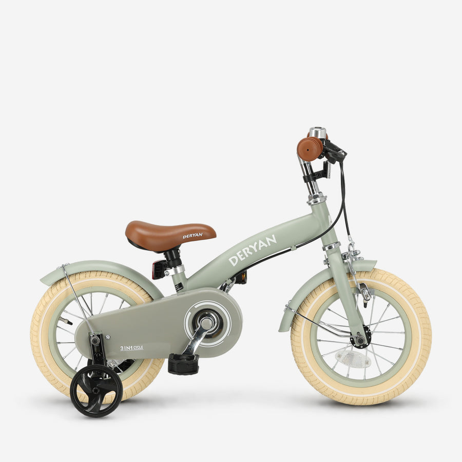 Luxe Kinderfiets 12 inch - 3 in 1 - loopfiets Groen