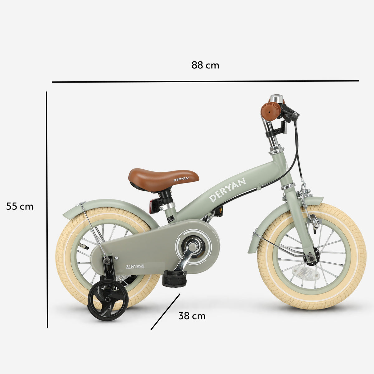 Luxe Kinderfiets 12 inch - 3 in 1 - loopfiets Groen