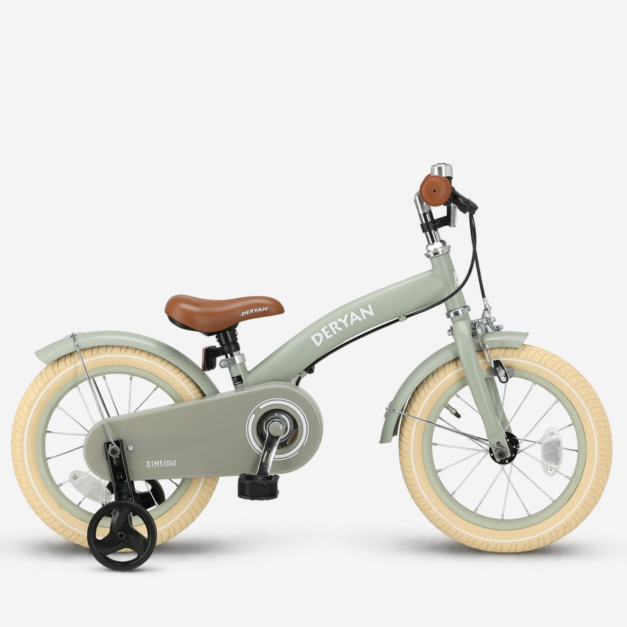 Luxe Kinderfiets 14 inch - 3 in 1 - loopfiets Groen