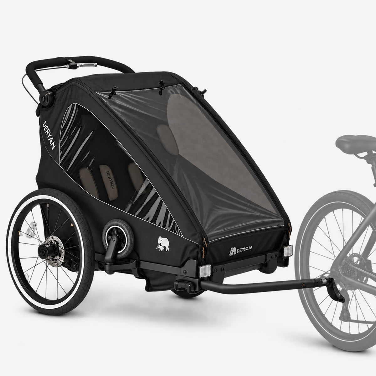 Luxe Fietskar V2 - Wandelwagen - Hardloopkinderwagen Zwart
