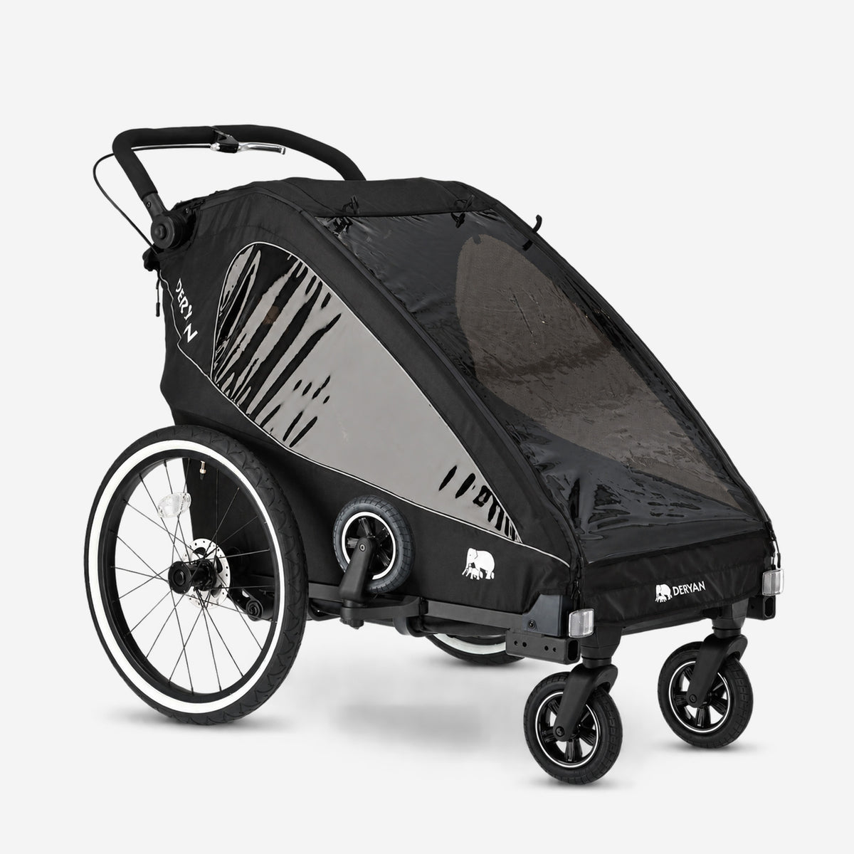 Luxe Fietskar V2 - Wandelwagen - Hardloopkinderwagen Zwart