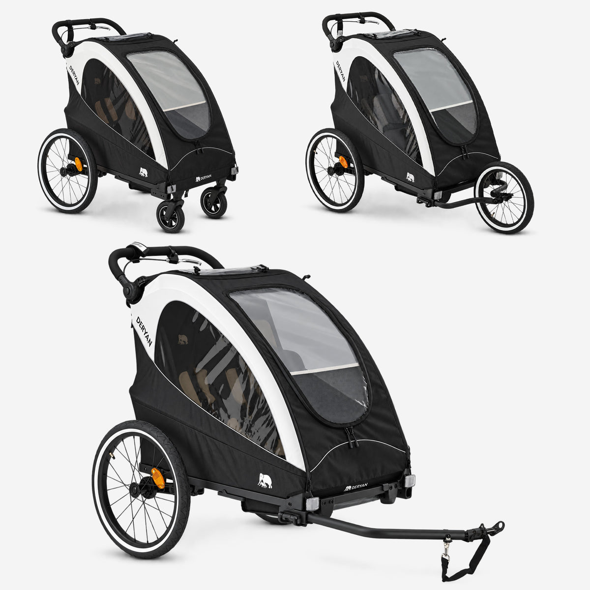 Luxe Fietskar 3-in-1 Wandelwagen en Jogger - Zwart/Cream