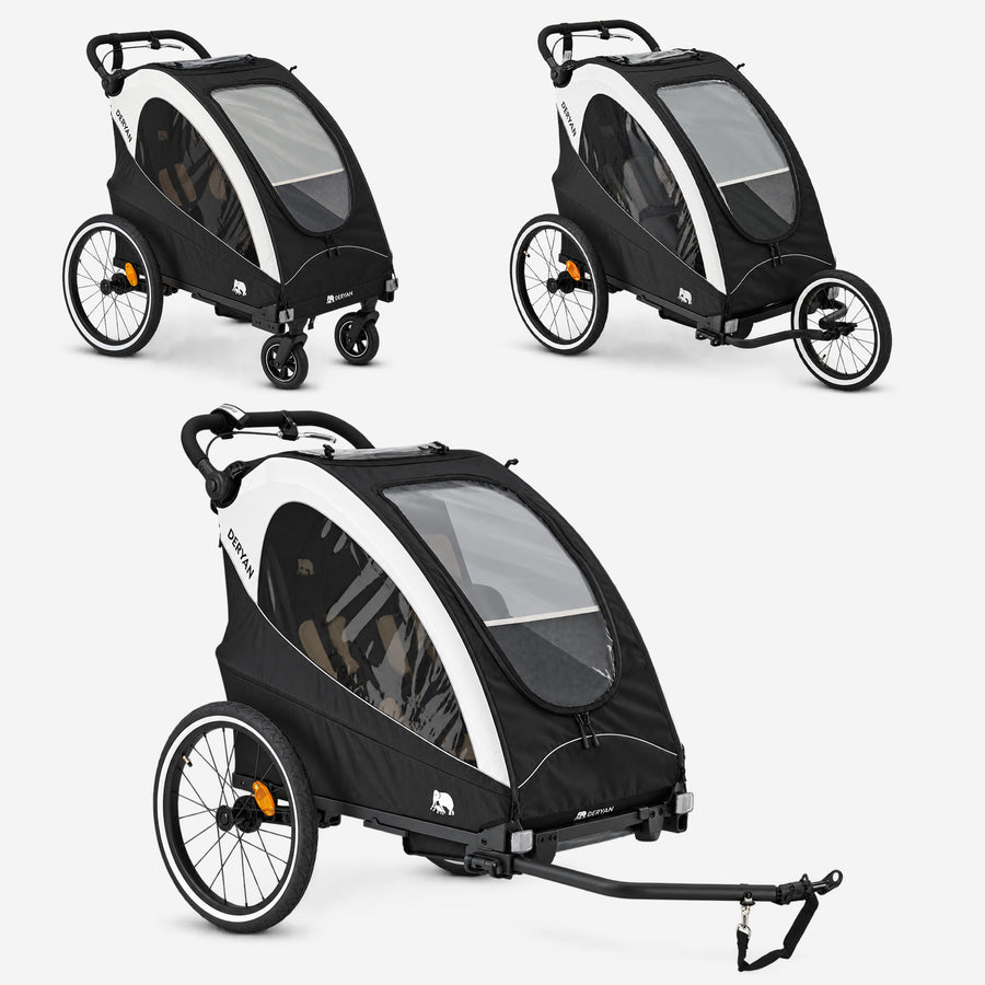 Luxe Fietskar 3-in-1 Wandelwagen en Jogger - Zwart/Cream