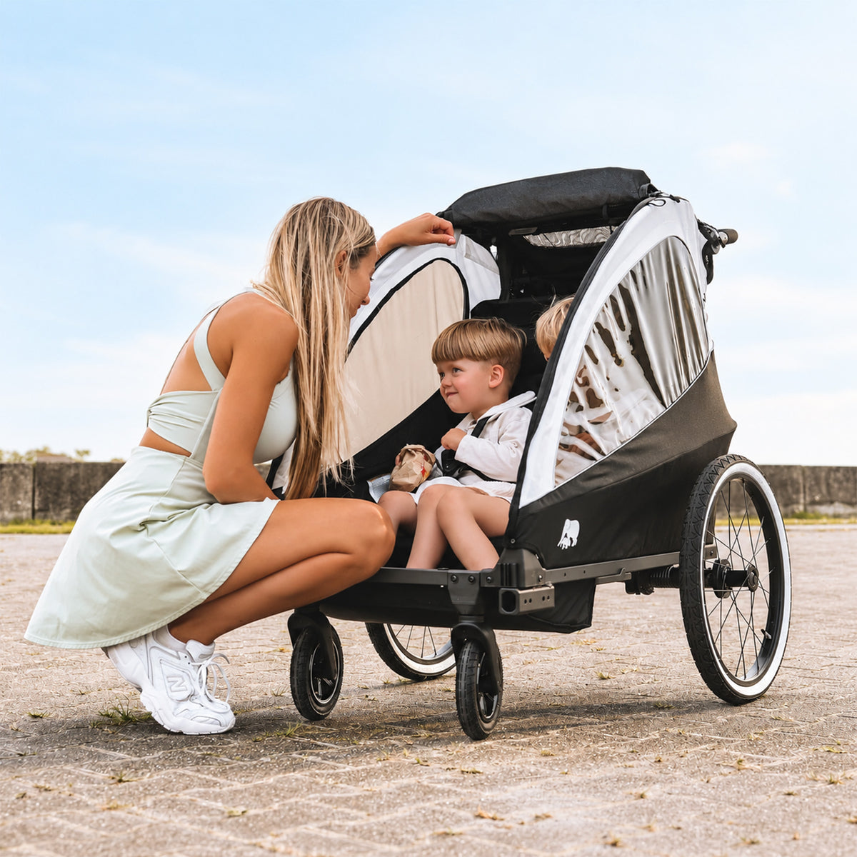 Luxe Fietskar 3-in-1 Wandelwagen en Jogger - Zwart/Cream