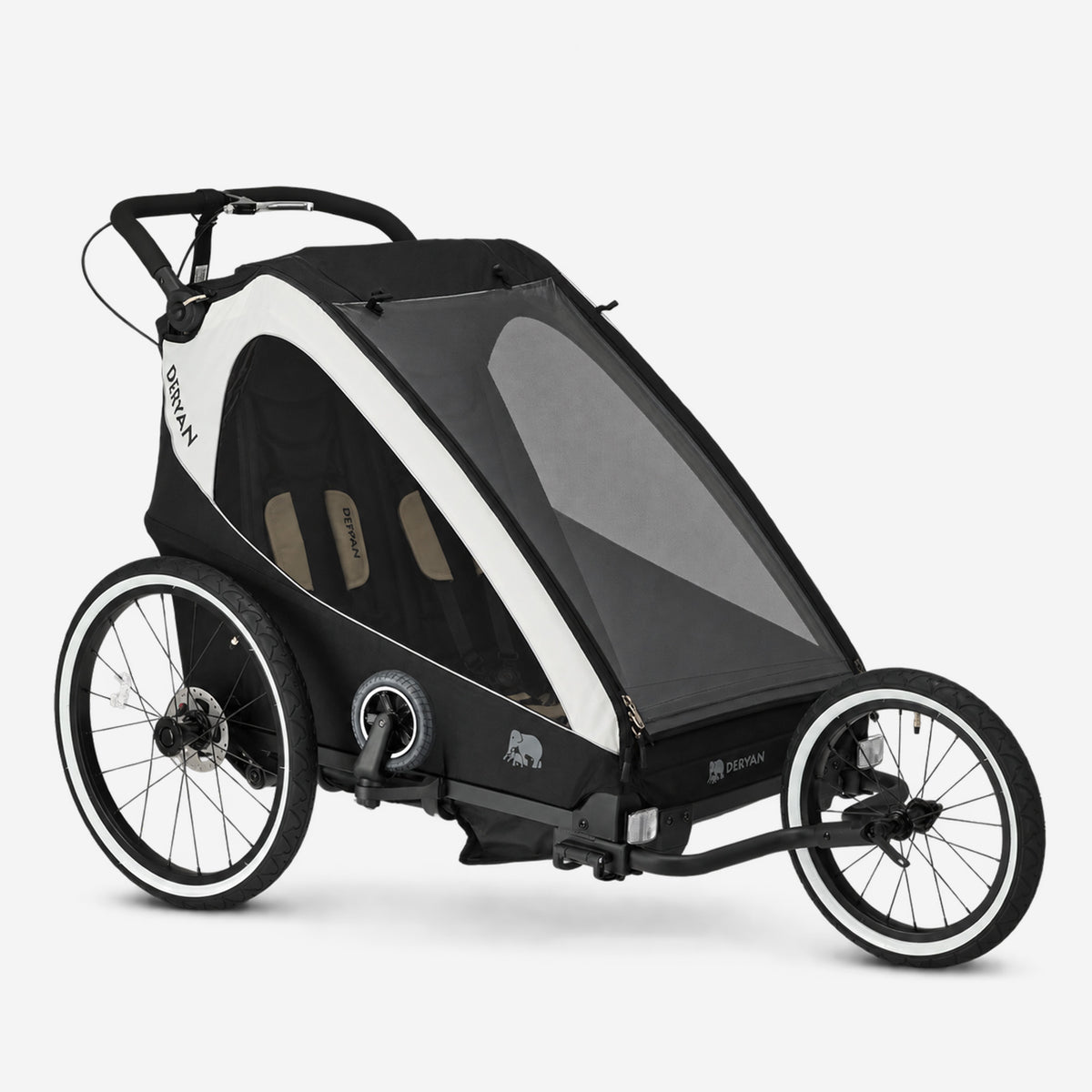 Luxe Fietskar V2 - Wandelwagen - Hardloopkinderwagen Cream