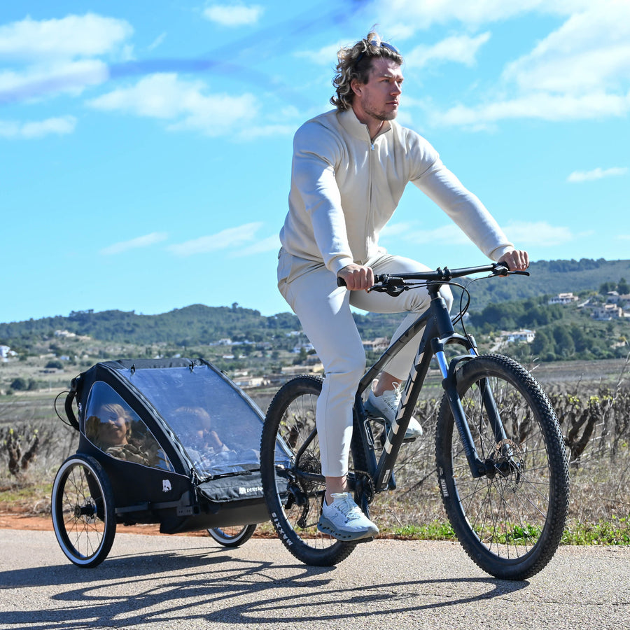 Luxe Fietskar V2 - Wandelwagen - Hardloopkinderwagen Zwart