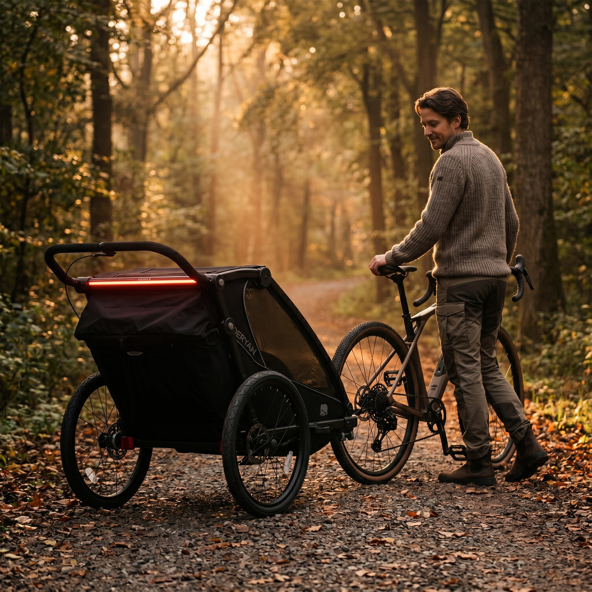 Luxe Fietskar V3 - 3-in-1 - Wandelwagen - Hardloopkinderwagen Zwart