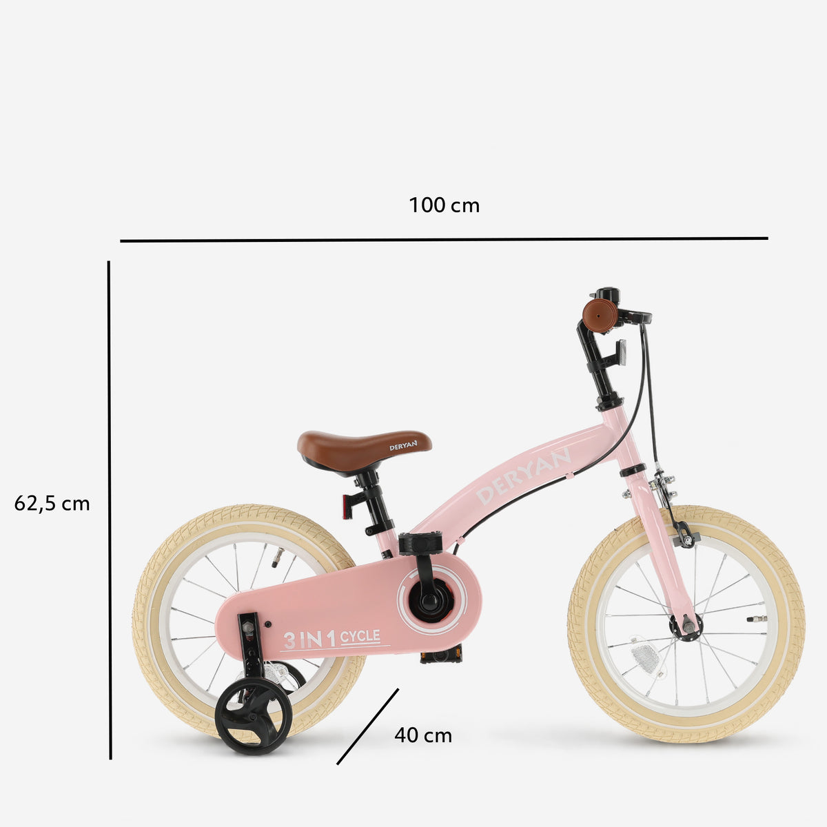 Luxe Kinderfiets 14 inch - 3 in 1 - loopfiets - Roze