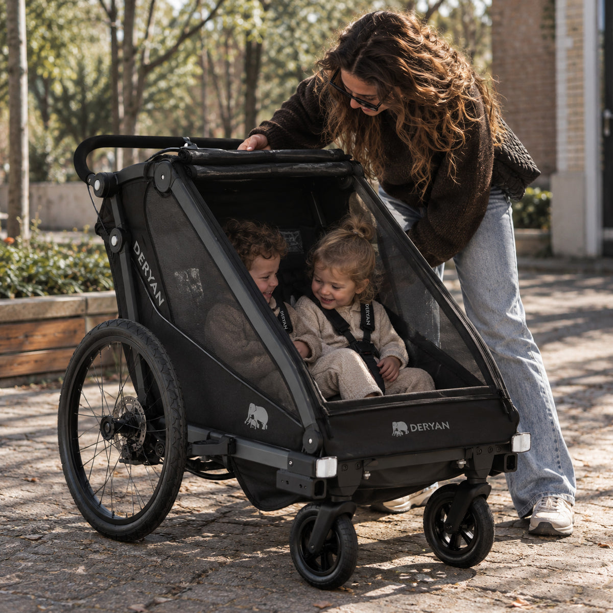 Luxe Fietskar V3 - 3-in-1 - Wandelwagen - Hardloopkinderwagen Zwart