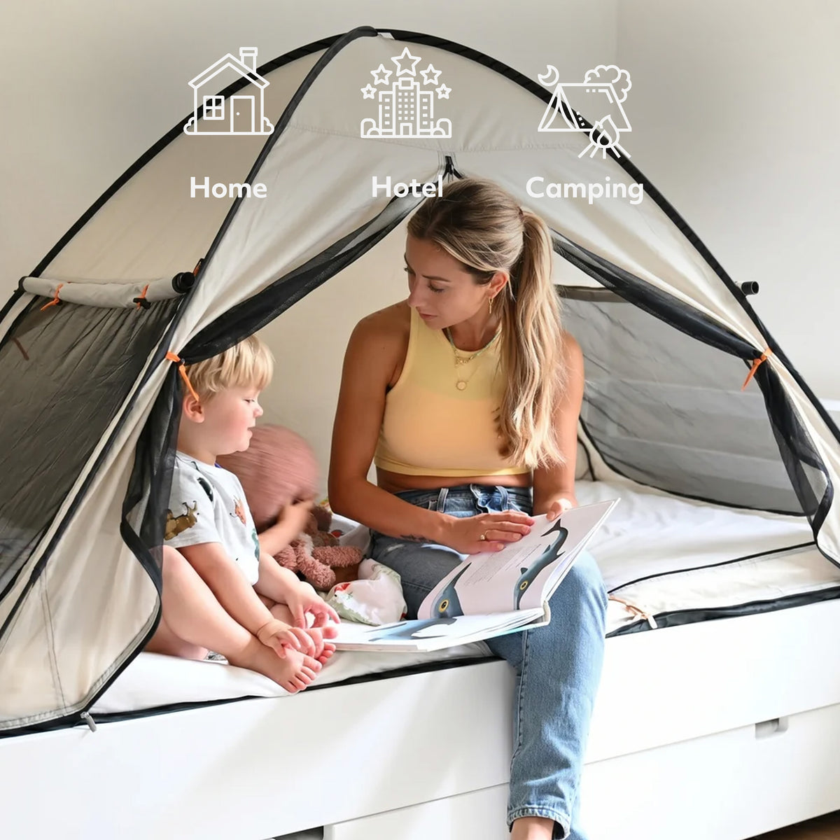 Bedtent pop-up Ivory 200x90