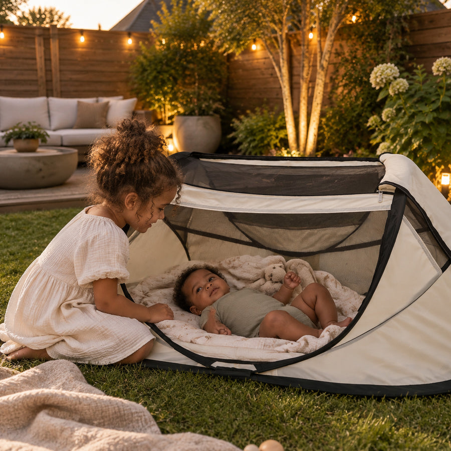 BabyBox baby tentje Campingbedje + katoenen dekje - Ivory