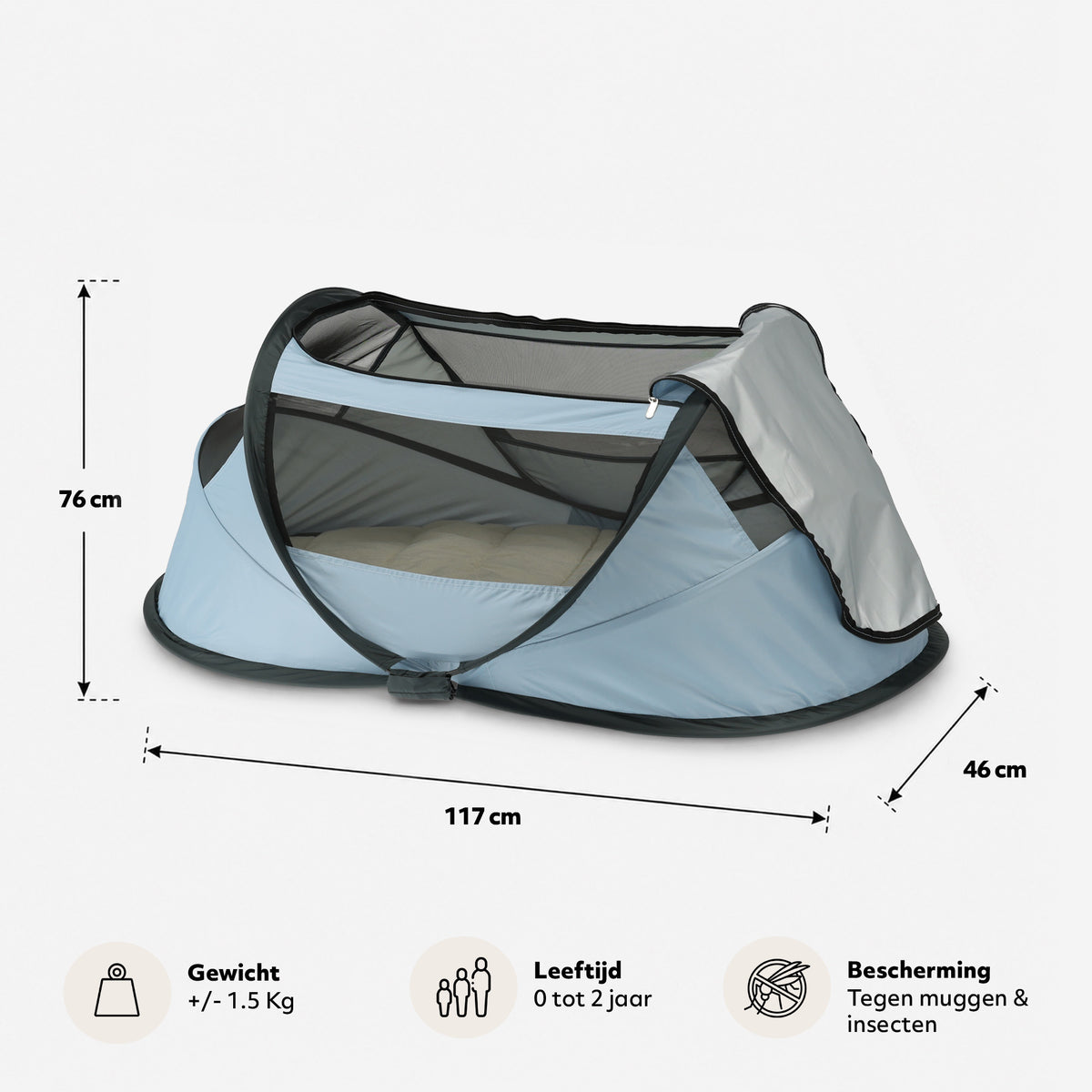 BabyBox baby tentje Campingbedje + katoenen dekje - Sky Blue