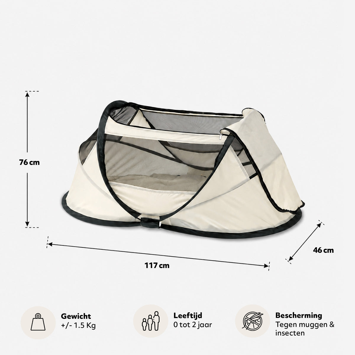 BabyBox baby tentje Campingbedje + katoenen dekje - Cream