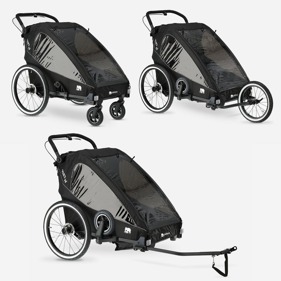 Luxe Fietskar V2 - Wandelwagen - Hardloopkinderwagen Zwart