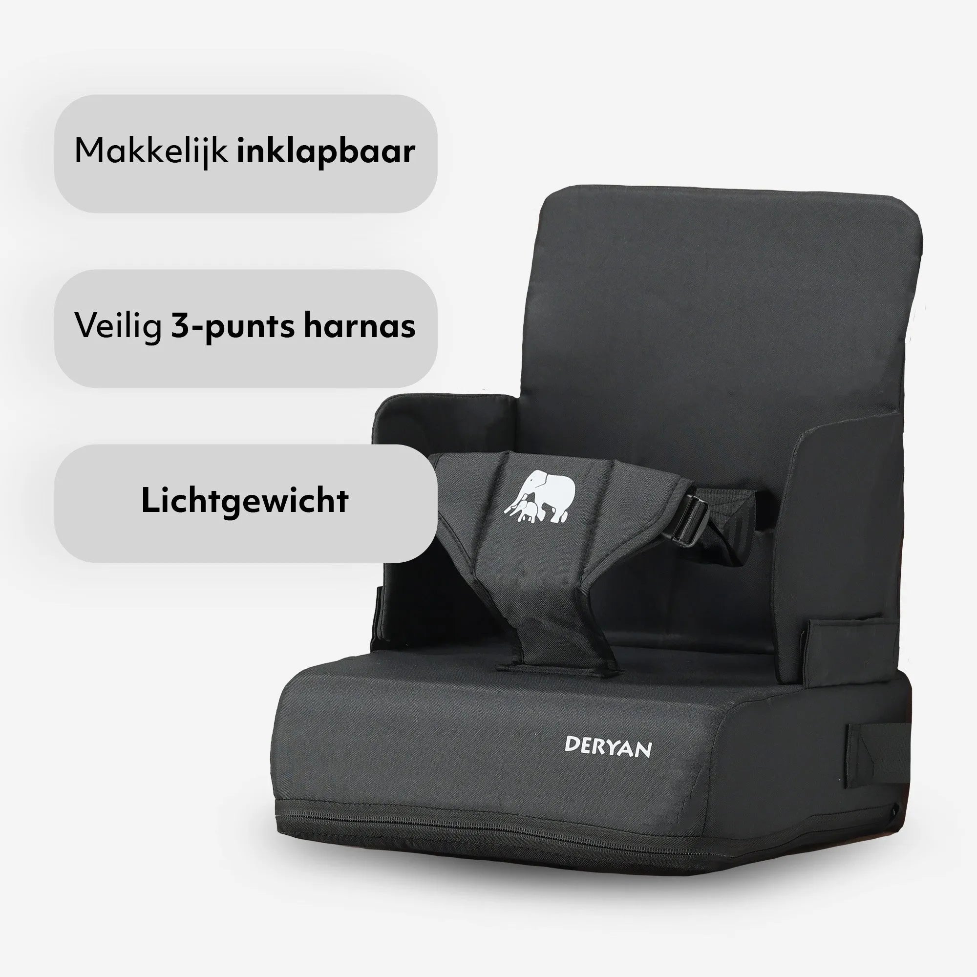 Travel Booster Stoelverhoger - Inclusief bevestigingsriem Black