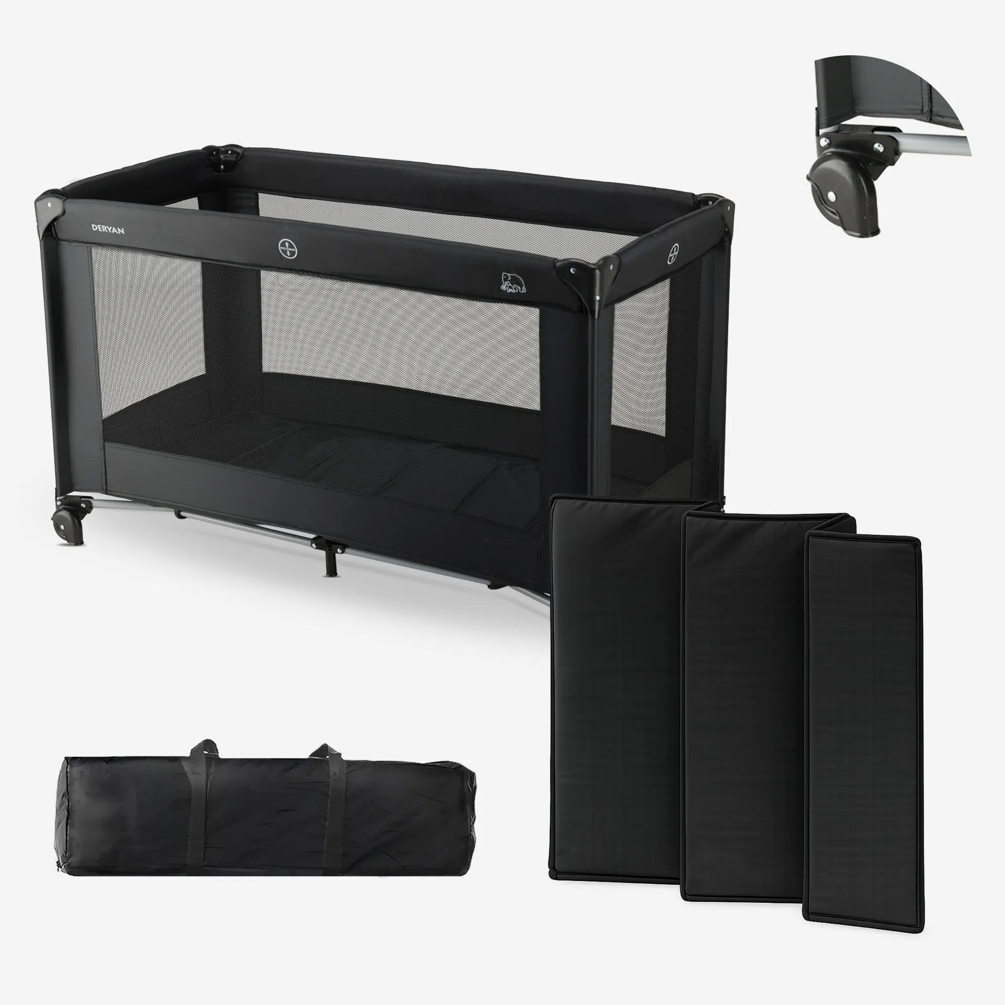 Campingbed Believer Black compact opvouwbaar reisbedje lichtgewicht en snel op te zetten