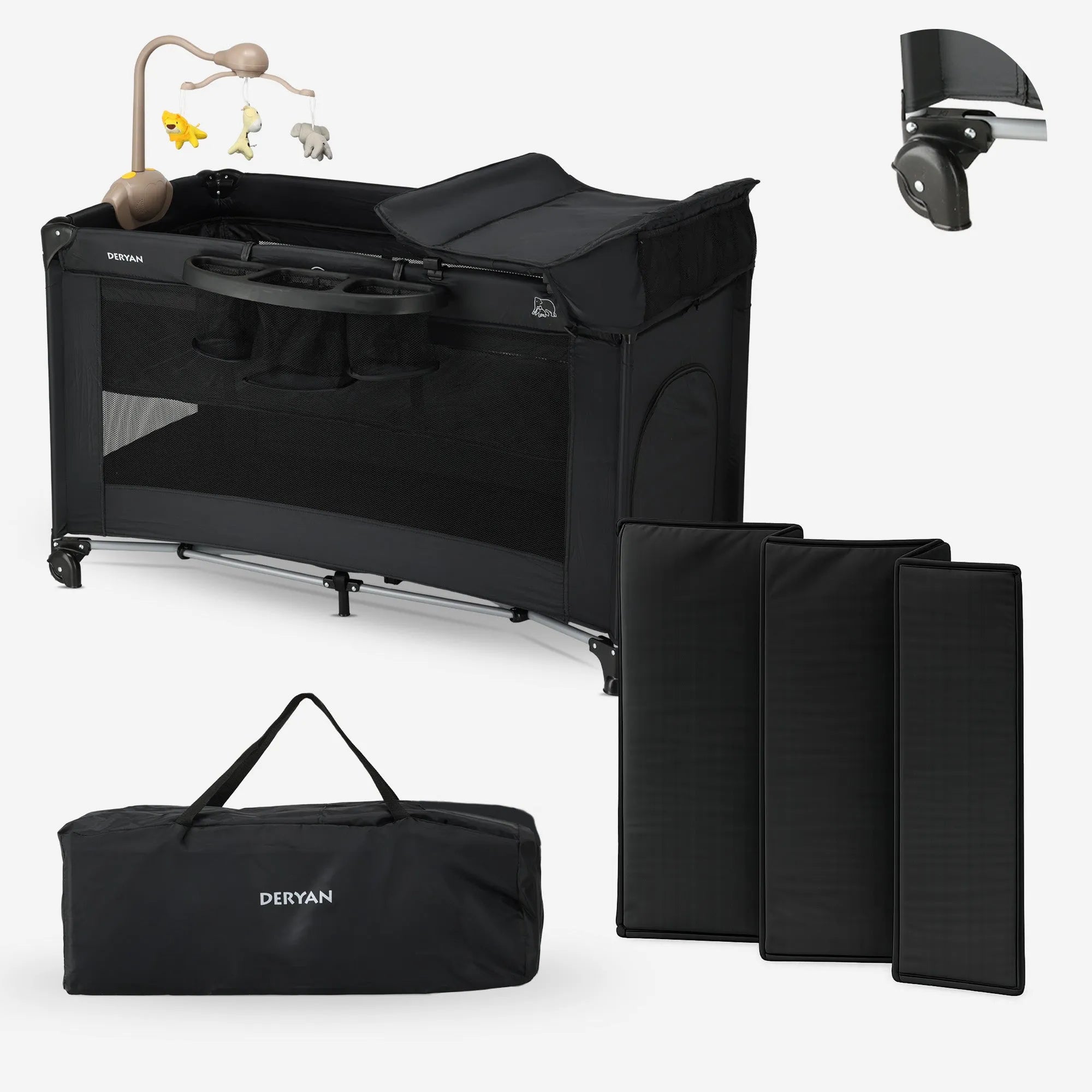 Believer Luxe campingbed Zwart inclusief bodemverhoger compact opvouwbaar reisbedje