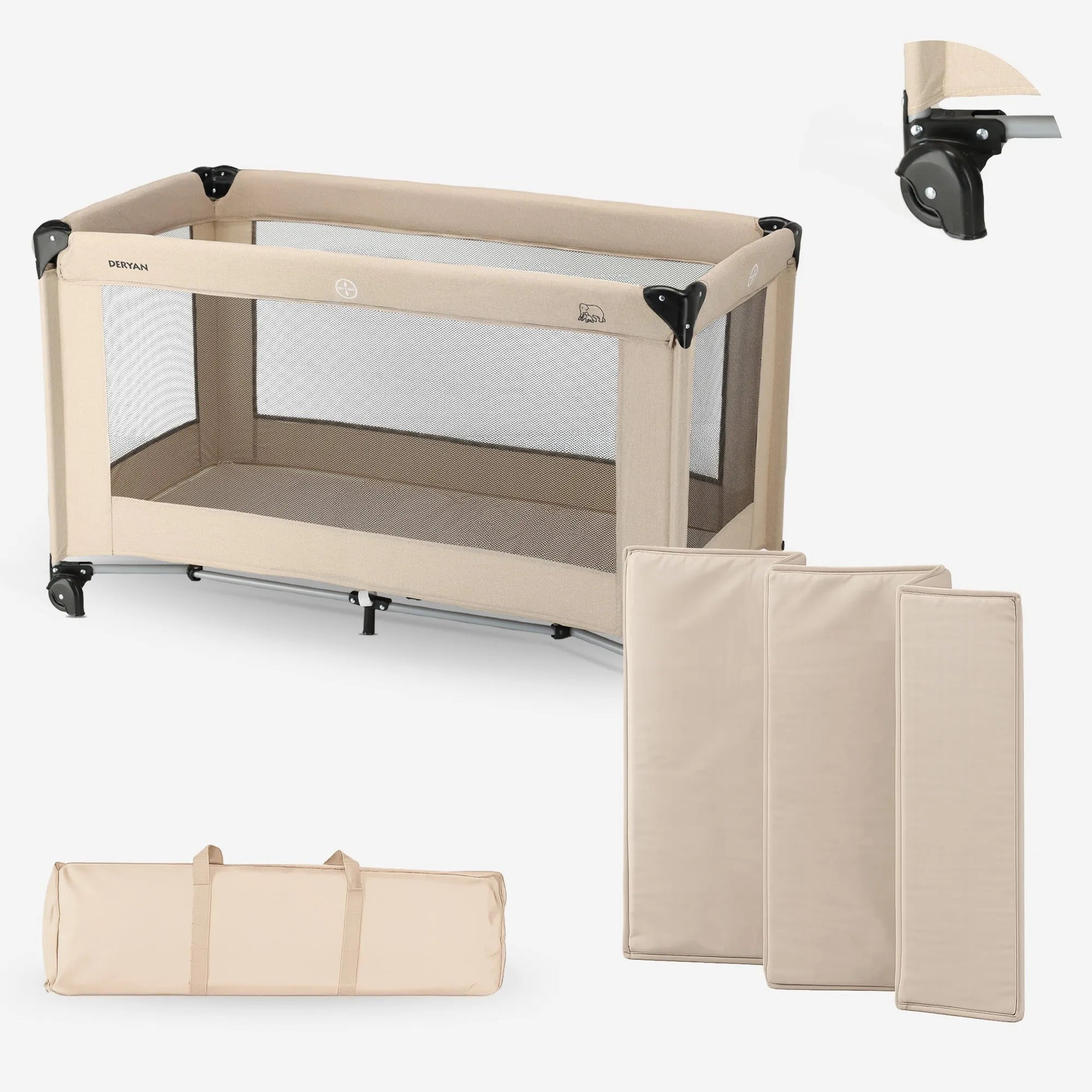 Campingbed Believer Nougat compact reisbed voor baby's en peuters onderweg en op vakantie