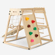 Deryan mini houten klimrek met glijbaan klimwand en accessoires compact binnenspeeltoestel