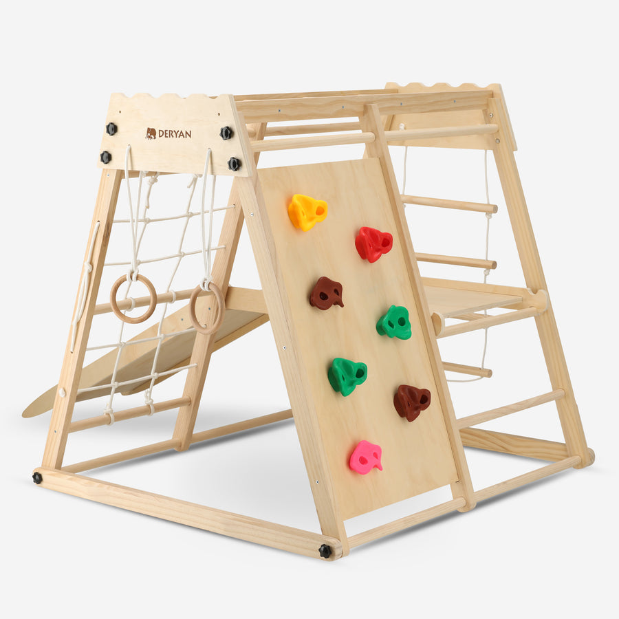 Luxe Houten Speelklimrek met Glijbaan en Klimwand