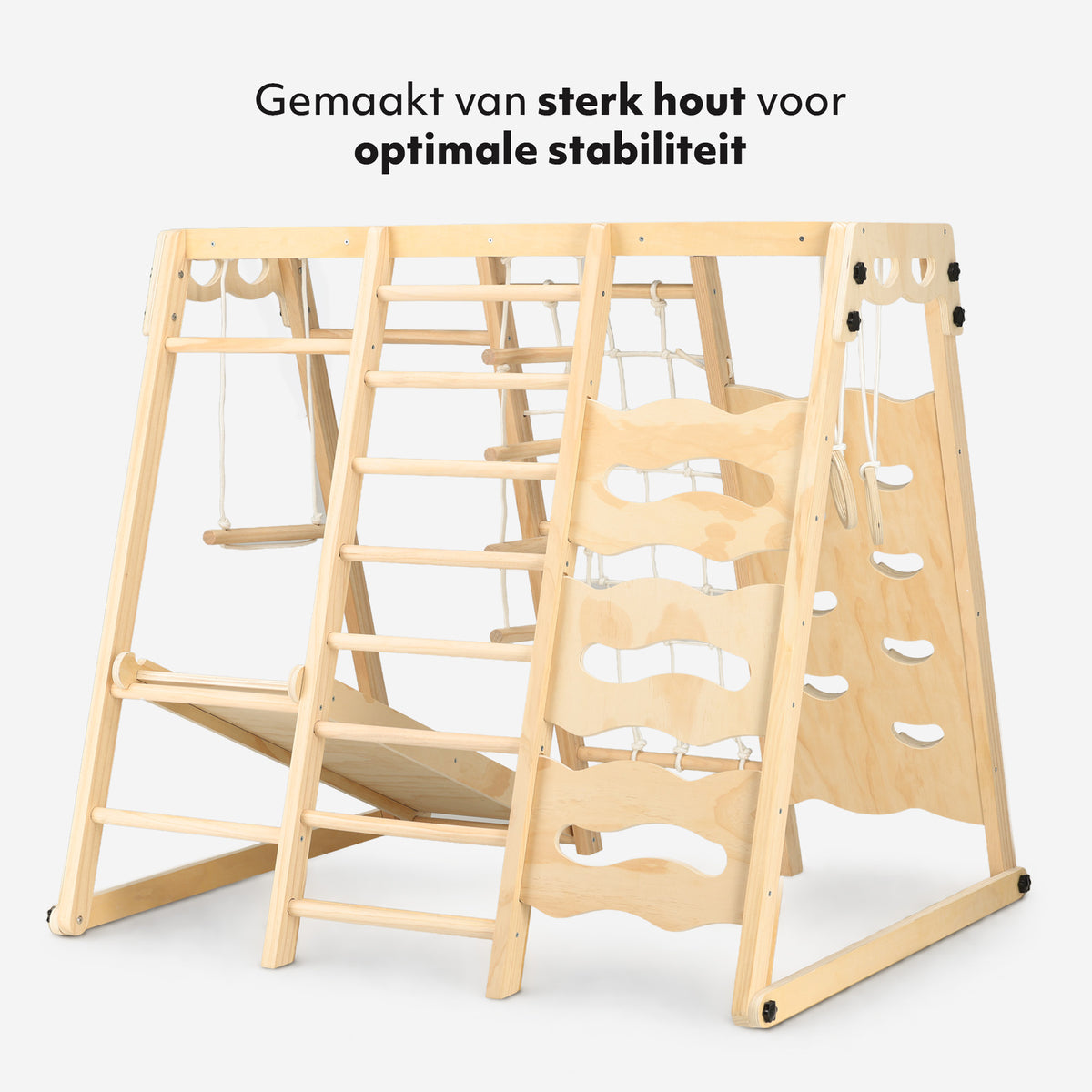 Mooiys Luxe XXL Klimrek Large met klimwand, klimnet, ringen en glijbaan