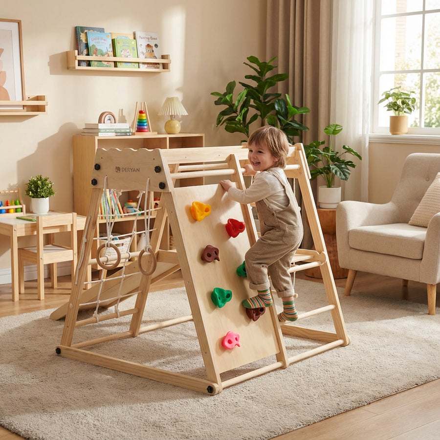Luxe Houten Speelklimrek met Glijbaan en Klimwand