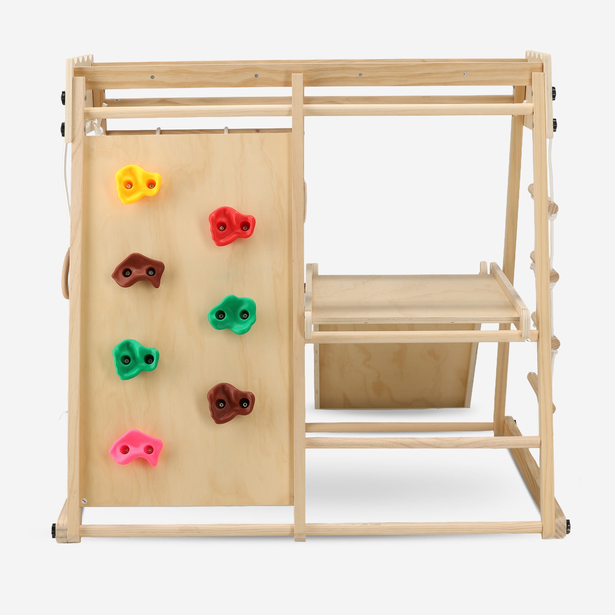 Luxe Houten Speelklimrek - Speeltoestel voor kinderen - Met glijbaan + Klimwand en Accessoires