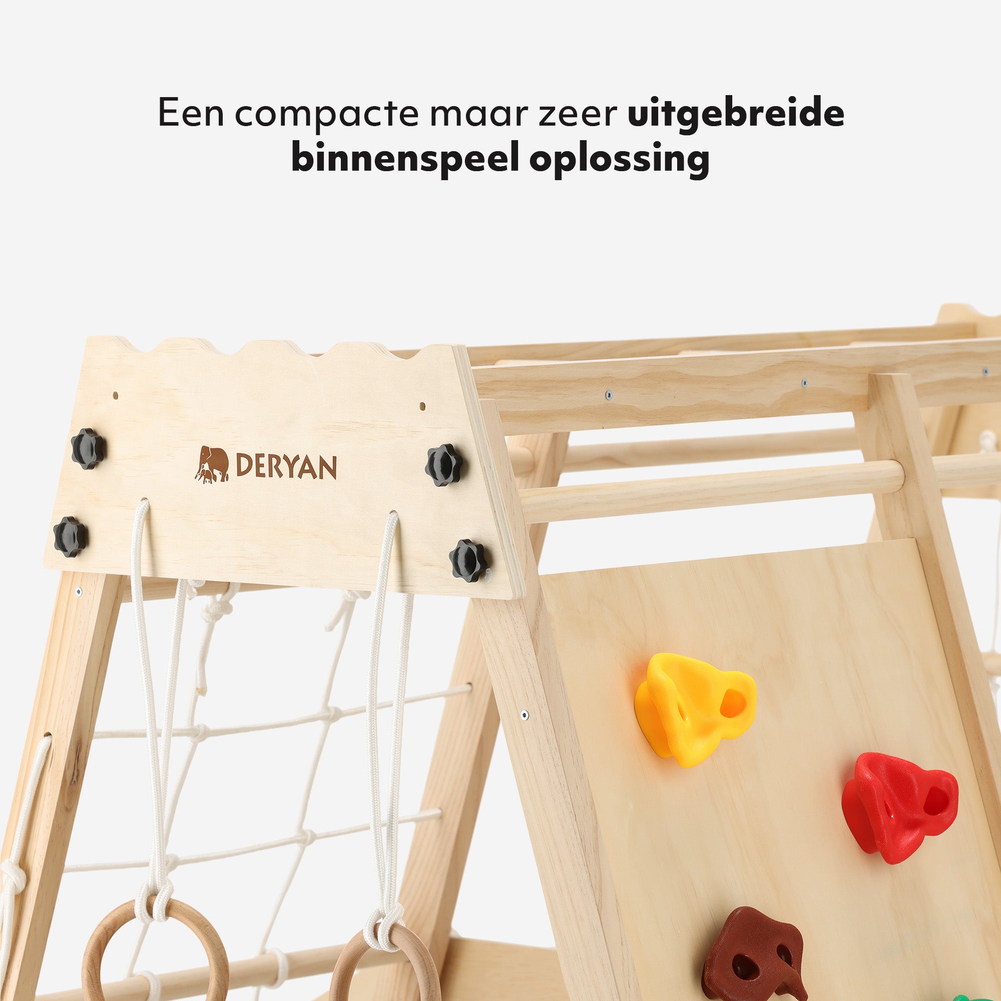 Luxe Houten Speelklimrek - Speeltoestel voor kinderen - Met glijbaan + Klimwand en Accessoires