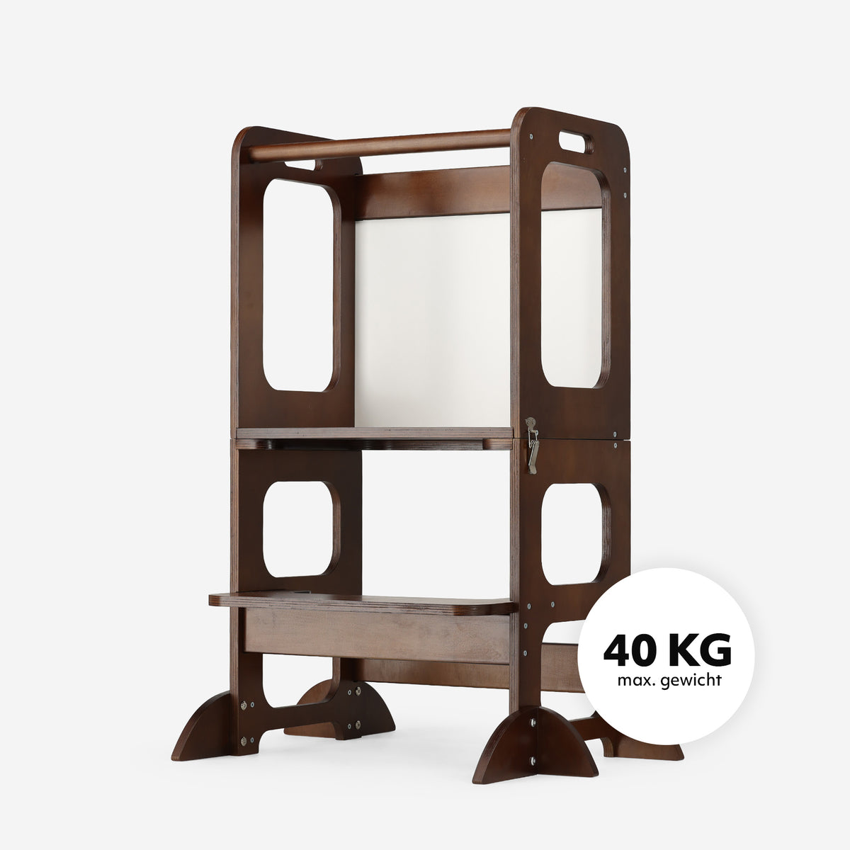 Luxe Houten Leertoren 4-in-1 met Tekenbord en Speeltafel - Warm Brown