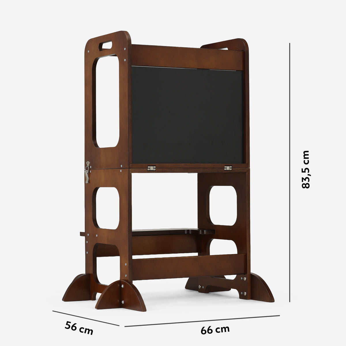 Luxe Houten Leertoren 4-in-1 met Tekenbord en Speeltafel - Warm Brown