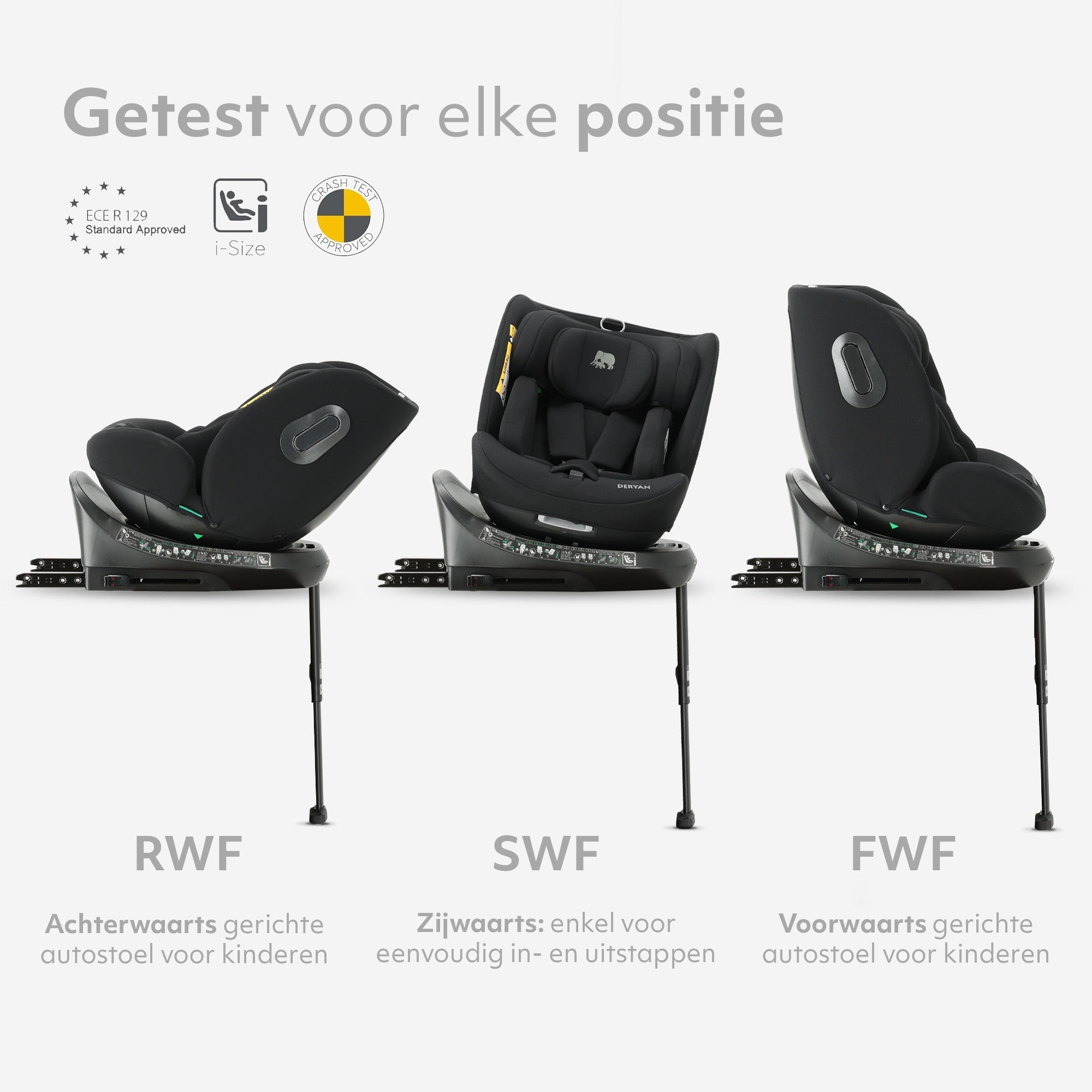 Carly Luxe i-Size Autostoel - 0-36kg - Isofix + steunpoot - 360 draaibaar - Zwart