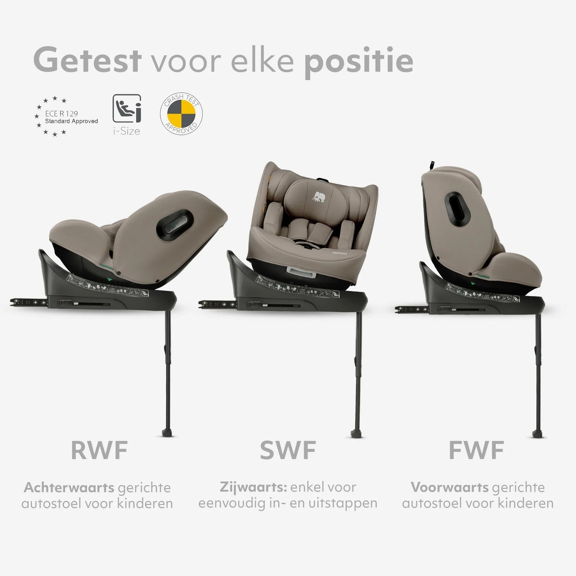 Carly Luxe i-Size Autostoel - 0-36kg - Isofix + steunpoot - 360 draaibaar - Truffle Nougat