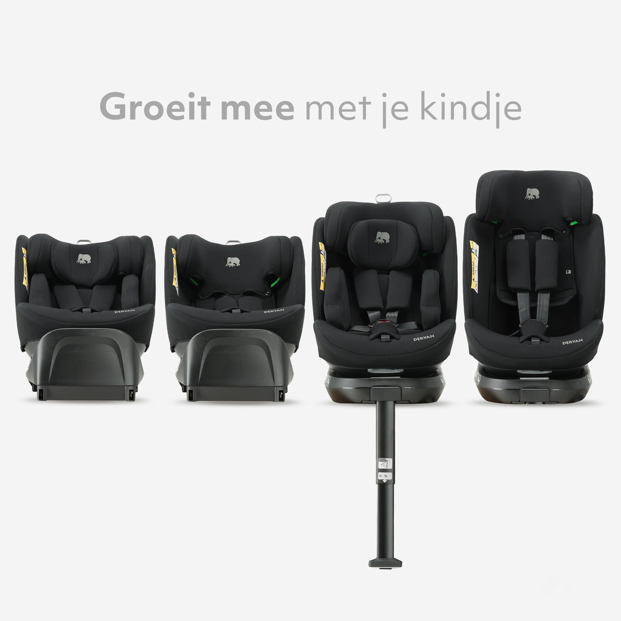 Carly Luxe i-Size Autostoel - 0-36kg - Isofix + steunpoot - 360 draaibaar - Zwart