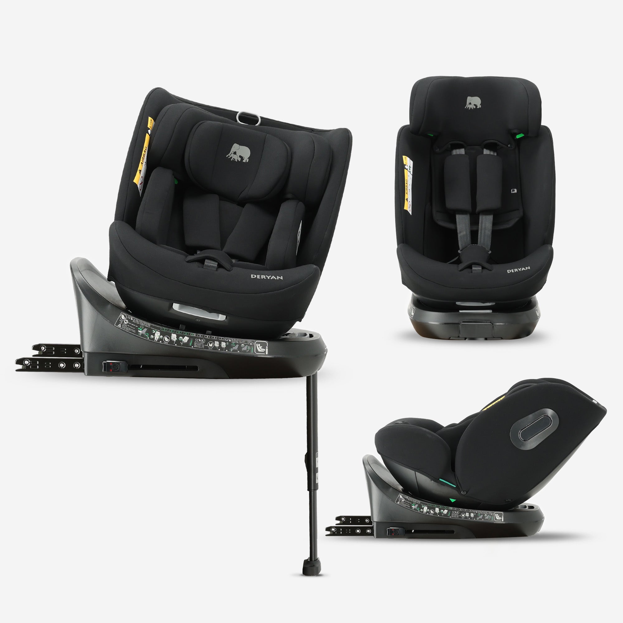 Carly Luxe i-Size autostoel zwart 360° draaibaar met Isofix en steunpoot geschikt 0-36kg