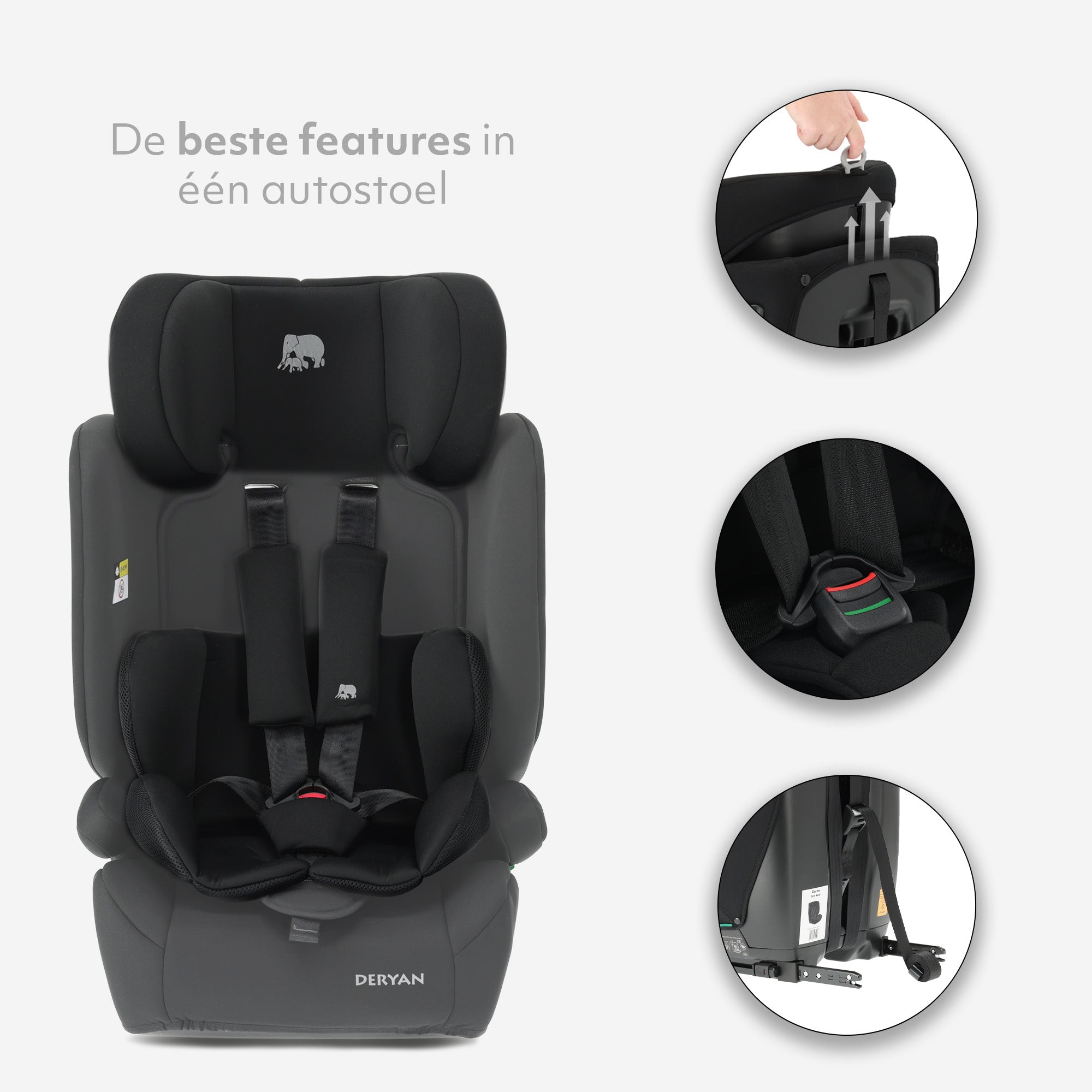 Carter Luxe i-Size/isofix Autostoel 76-150 cm - 9-36 kg - Diepe zitting - Afstelbare hoofdsteun - Veiligheidssystemen - Eenvoudig te reinigen - Groep 1/2/3