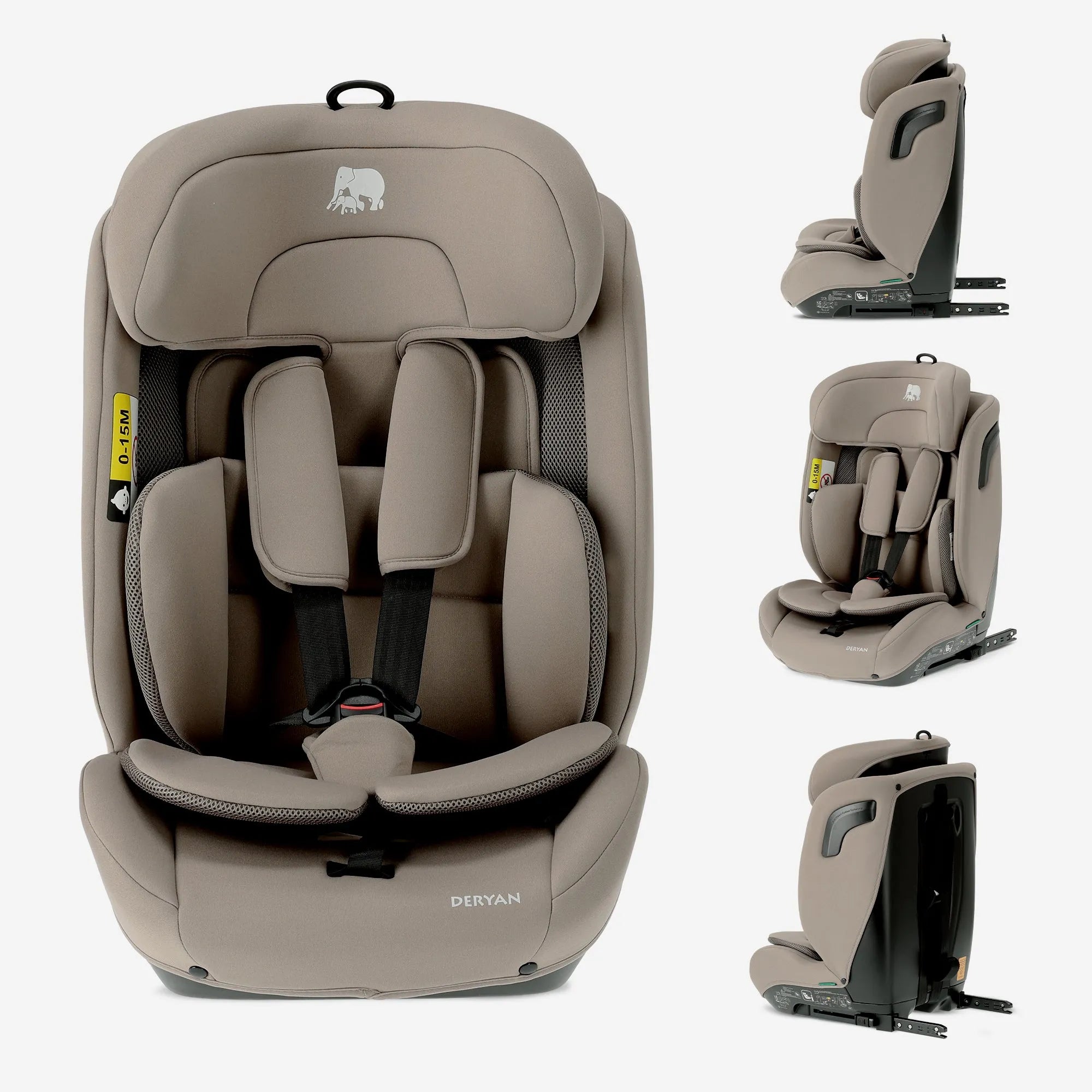 DERYAN Carter Luxe i-Size autostoel 76-150 cm in Truffle Sand met ISOFIX en Top Tether