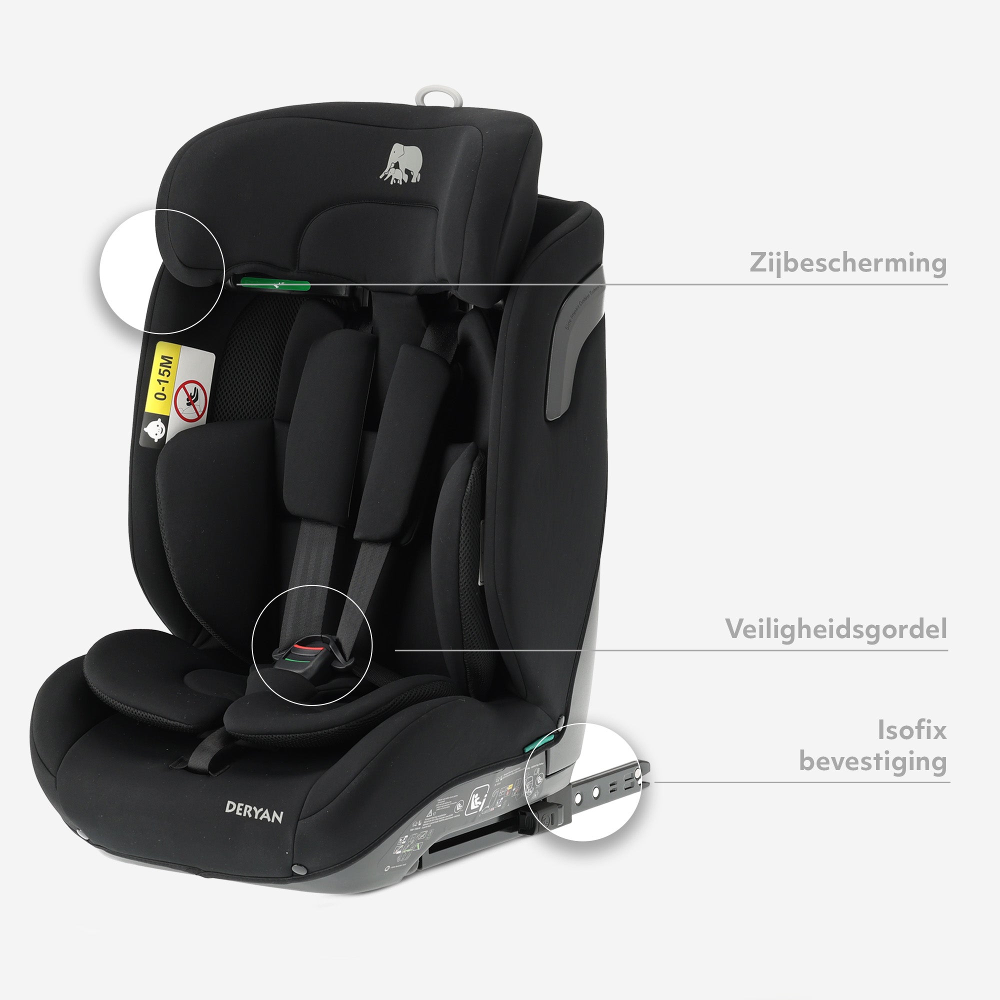 Carter Luxe i-Size/isofix Autostoel 76-150 cm - 9-36 kg - Diepe zitting - Afstelbare hoofdsteun - Veiligheidssystemen - Eenvoudig te reinigen - Groep 1/2/3