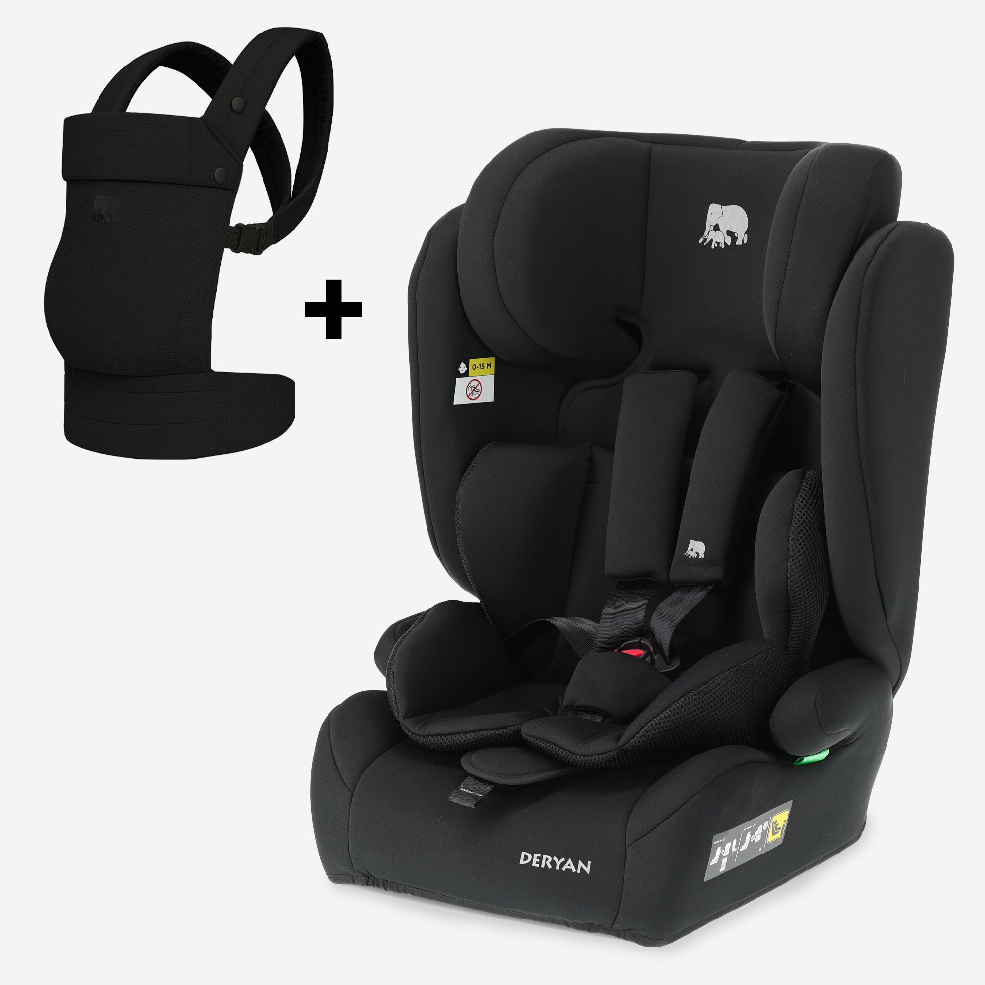 Carter autostoel en Amora draagzak zwart i-Size autostoel verstelbaar ergonomische zwarte draagzak