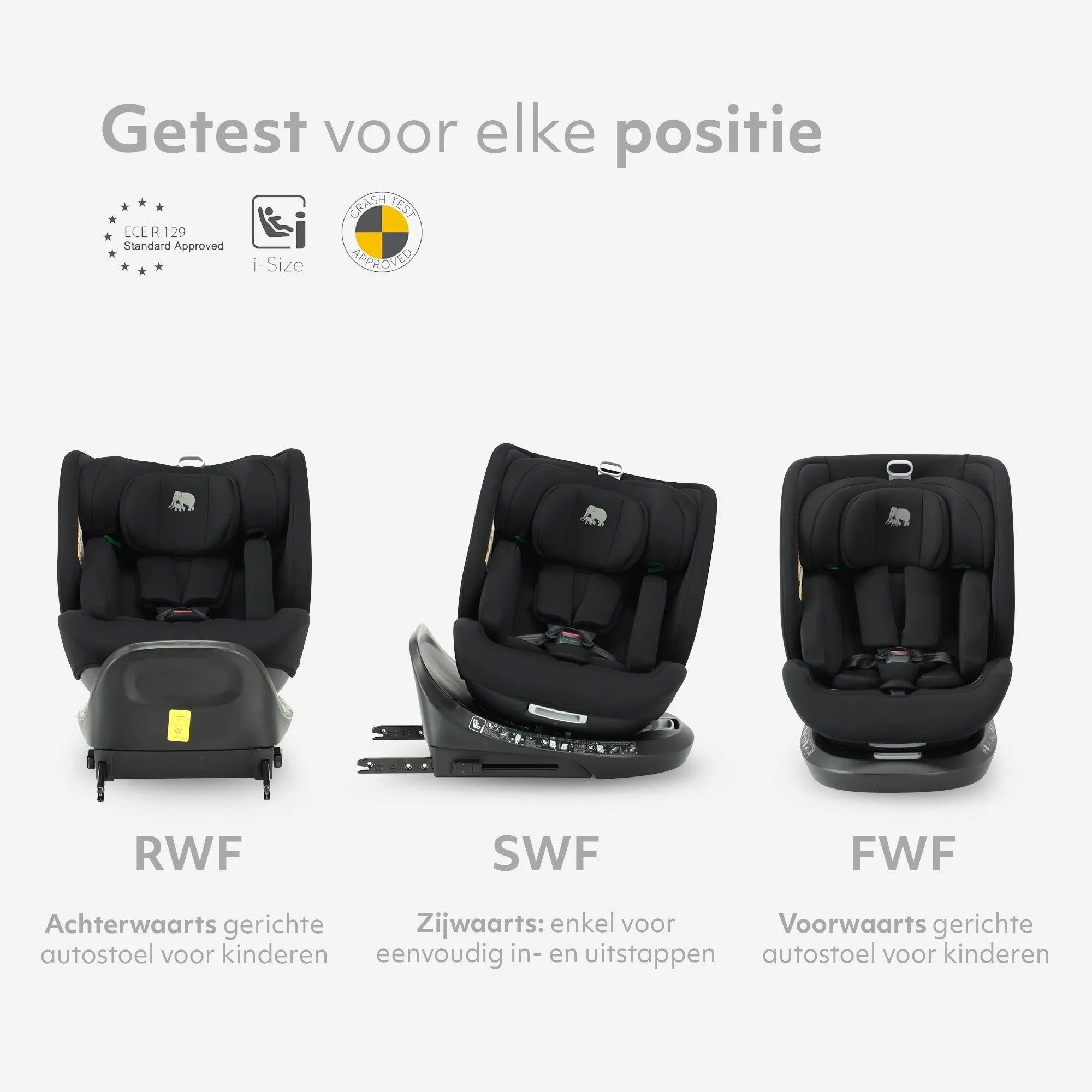 Cassie Luxe I-size Autostoel - Groep 0-1-2-3 - Isofix - Draaibaar 360° - Zwart