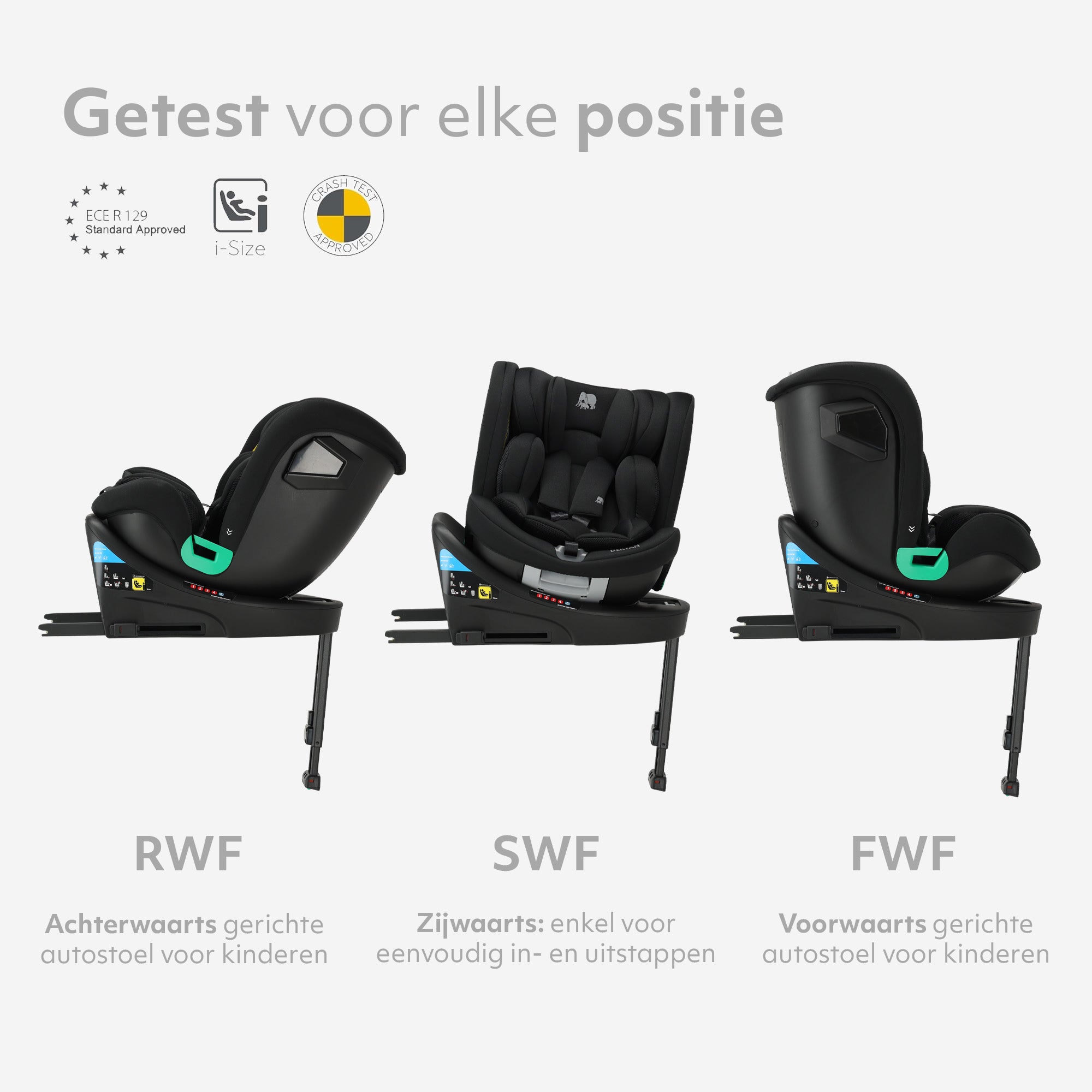 Chase Luxe i-Size Autostoel - 0-36kg - Isofix steunpoot - 360 draaibaar - Zwart